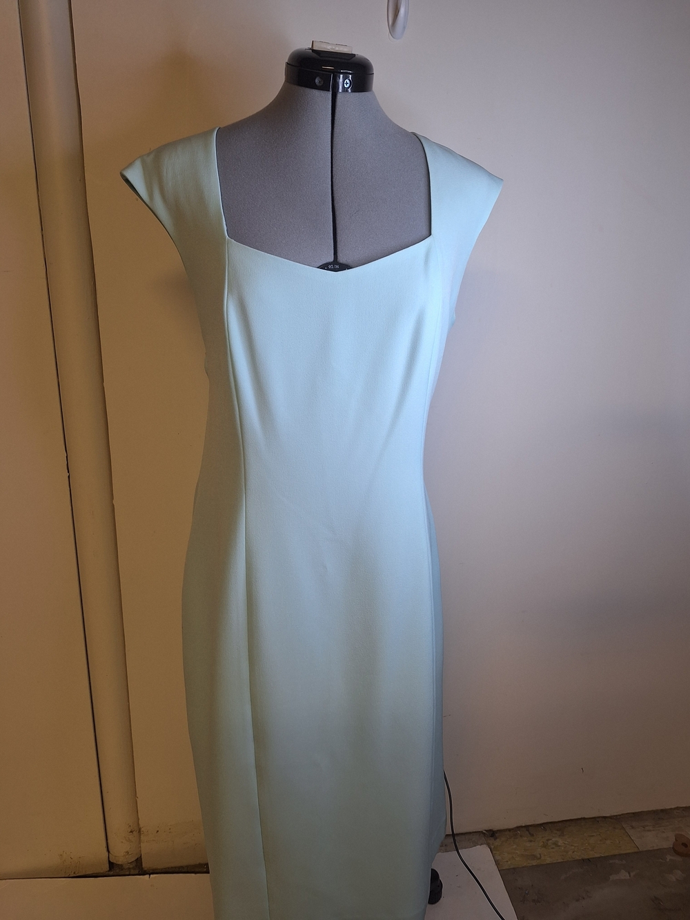 Kasper Evan Pacone Midi Sheath Dress in  Sea Green Square Neck Size 12